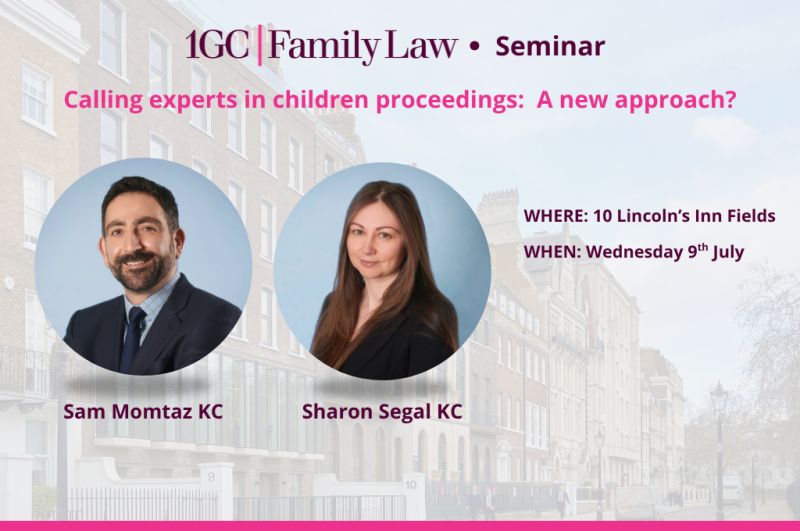 1GCFamilyLaw's tweet image. 1GC Seminar - tomorrow Wednesday 9 July - Calling Experts in Children Proceedings: A New Approach?
Looking forward to what promises to be a practical and thought-provoking seminar.
@SamMomtaz