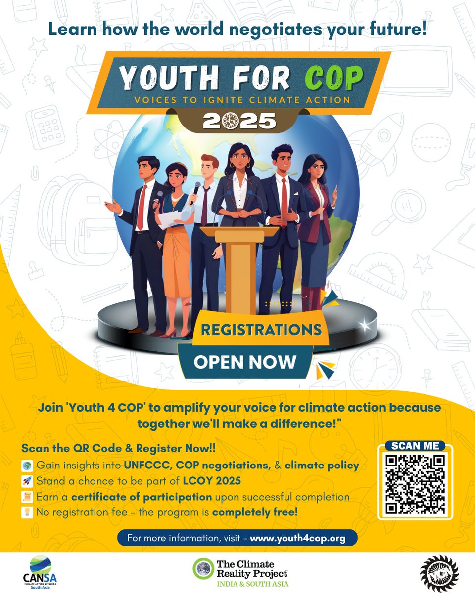 Climate Action Network South Asia (@cansouthasia) on Twitter photo Youth for COP - Edition 2 is here! Ready to lead climate change? If you're aged 18–30, join this FREE program by
<a href="/CR_INDSA/">Climate Reality - India & South Asia</a> <a href="/iycn/">Indian Youth Climate Network</a> & CANSA to decode COP, build skills & engage globally.
Register now: tinyurl.com/Youth-for-COP
More info: cansouthasia.net/youth-for-cop-…
#Y4COP #COP30 #Youth Youth for COP - Edition 2 is here! Ready to lead climate change? If you're aged 18–30, join this FREE program by
<a href="/CR_INDSA/">Climate Reality - India & South Asia</a> <a href="/iycn/">Indian Youth Climate Network</a> & CANSA to decode COP, build skills & engage globally.
Register now: tinyurl.com/Youth-for-COP
More info: cansouthasia.net/youth-for-cop-…
#Y4COP #COP30 #Youth