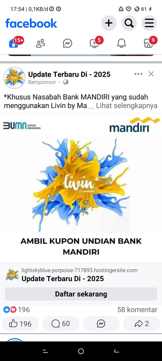 Bsttsyuut's tweet photo. @mandiricare min ini mau nipu niat baget sampe bikin iklan di Facebook. https://t.co/dgZg8SBiuH