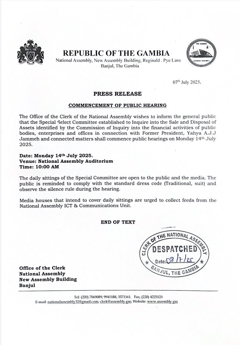National Assembly Of The Republic of The Gambia tweet media
