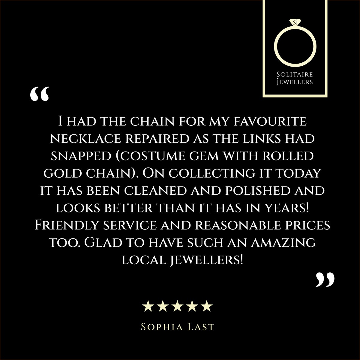 ✨"looks better than it has in years!" ✨ 
Thank you for this incredible review! It was a pleasure working with you to restore your favourite necklace.
#Penge #Jewellers #Jewellery #classic #contemporary