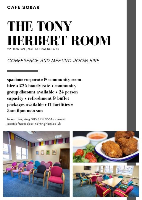 SobarNottm's tweet image. Did you know Cafe Sobar offers a meeting room and facilities? Find out how we can help you and your conference needs by dropping us a line on jasonloftus@sobar-nottingham.co.uk or calling 0115 824 0364 :)