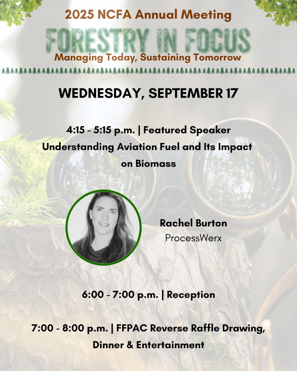 NCForestryAssoc's tweet image. 🌲 NCFA 2025 Annual Meeting
📅 September 17–18, 2025
📍 Grandover Resort &amp;amp; Spa | Greensboro, NC

Swipe to learn more about this year&apos;s program agenda and featured speakers. 

Be sure to register today! bit.ly/44owY3l

#ncfaannualmeeting2025 #ncforestry