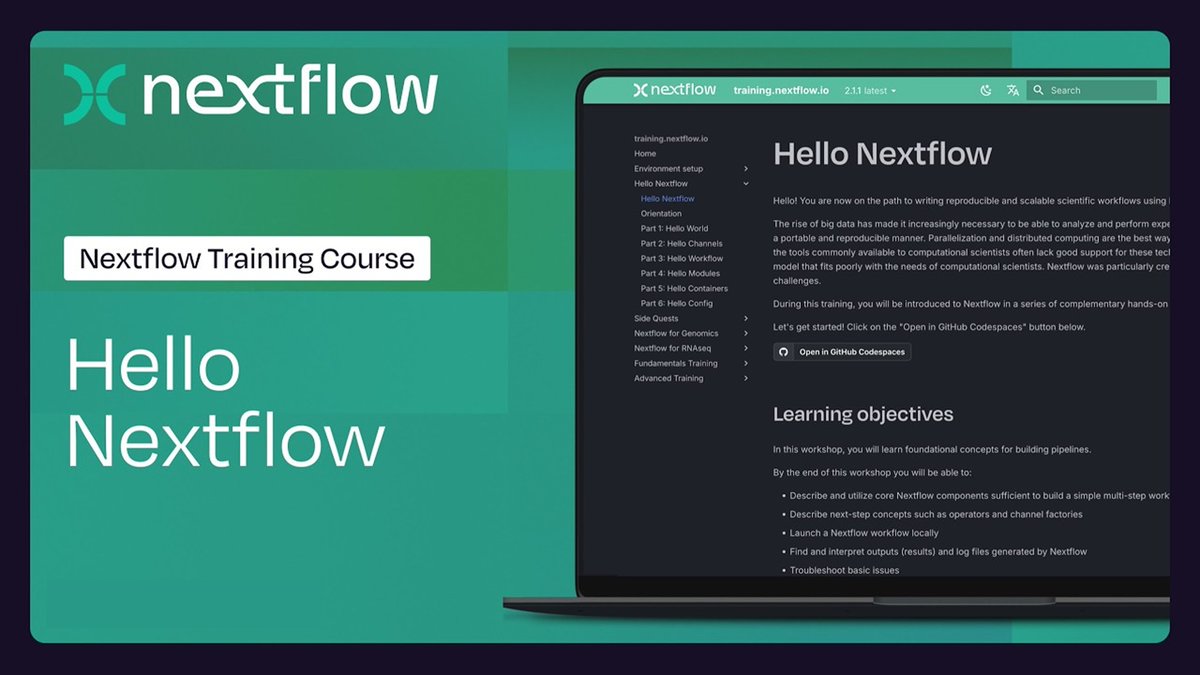 Nextflow (@nextflowio) on Twitter photo Last month, we hosted our quarterly Nextflow Training Week — a self-paced, flexible online experience designed to help newcomers get started with #Nextflow. All course materials are available! Last month, we hosted our quarterly Nextflow Training Week — a self-paced, flexible online experience designed to help newcomers get started with #Nextflow. All course materials are available!