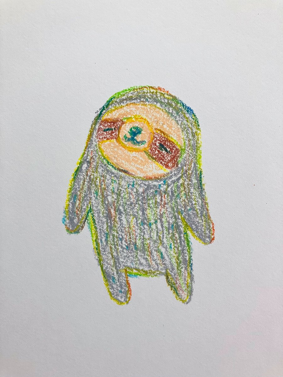 namuru_rururu's tweet image. なむるだよ。はやくも…なつばてかもしれない…いちばんすきなきせつなのに…😥🦥💦
きょうも、くれよんでおえかき!なむるだよ💕🦥💕
#なまけもの #イラスト
#くれよん