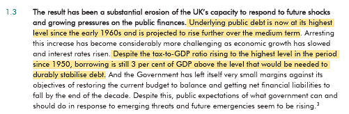 ryan_wain's tweet image. This is not sustainable. OBR report today makes for eye-watering reading. We are stuck in a doom loop of low growth, low productivity, high debt and high taxes. There is only one conclusion: we have to fundamentally reimagine government.