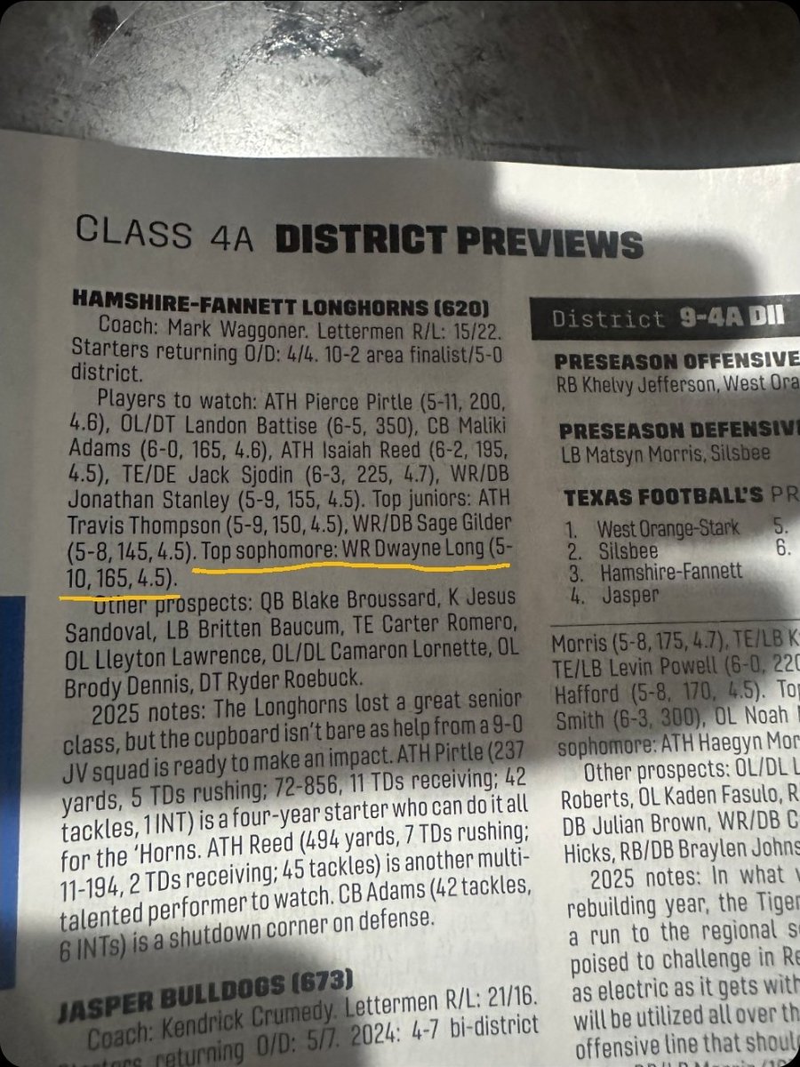 Dwayne Long (@dwayne_long18) on Twitter photo Thank you <a href="/dctf/">Dave Campbell's ā TexasFootball.com</a> for the recognition as the Top Sophomore at <a href="/HFLonghorns409/">Hamshire-Fannett Athletics</a> heading into the 2025 fall season.
Tough district with big shoes to fill but we'll be ready to play in August. <a href="/Who_wantsMike/">MikeLowry</a> Thank you <a href="/dctf/">Dave Campbell's ā TexasFootball.com</a> for the recognition as the Top Sophomore at <a href="/HFLonghorns409/">Hamshire-Fannett Athletics</a> heading into the 2025 fall season.
Tough district with big shoes to fill but we'll be ready to play in August. <a href="/Who_wantsMike/">MikeLowry</a>