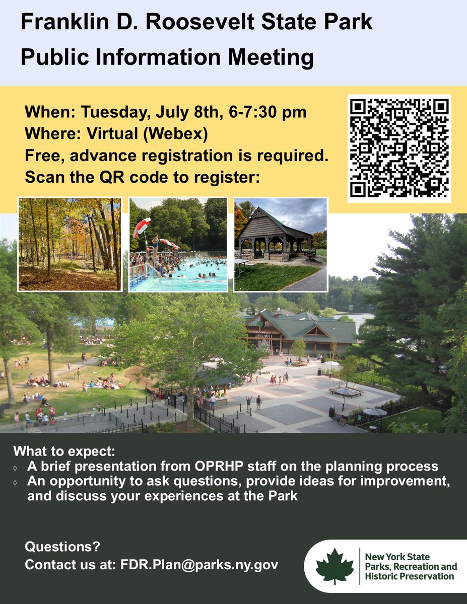 Exciting plans are ahead for FDR State Park in Yorktown! Learn all about it by registering for the virtual presentation. While you're at it fill out the survey (tinyurl.com/5n6kakej) to help direct the future of this great asset in the 94th Assembly District!