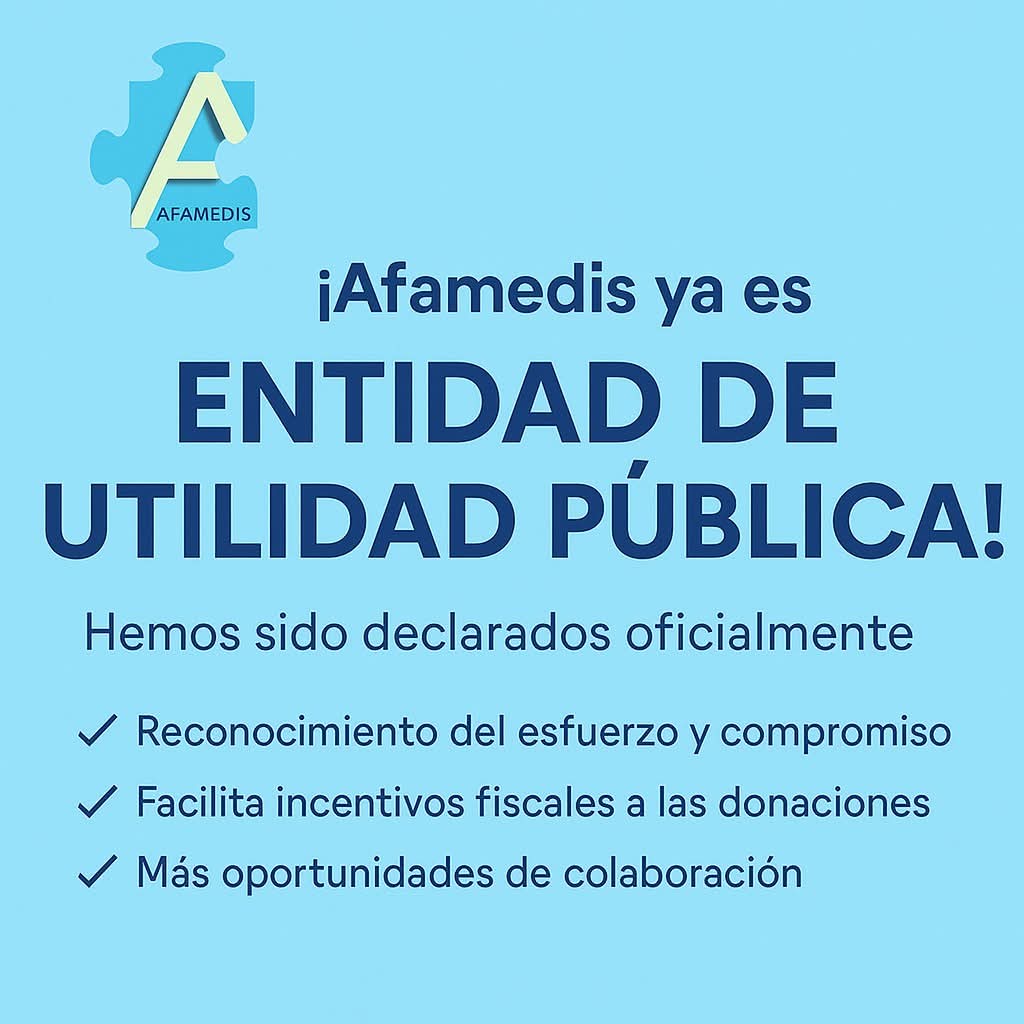 Afamedis's tweet photo. 🧩 ¡Buenas noticias desde Afamedis!

Hemos sido reconocidos como Entidad de Utilidad Pública, un paso muy importante que refuerza nuestro compromiso con la mejora de la calidad de vida de las personas con discapacidad y sus familias. https://t.co/Ai6mAmSqlD