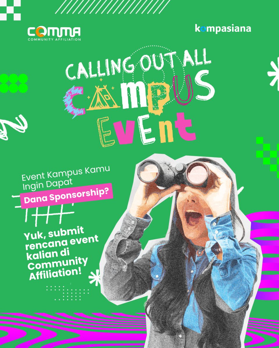 kompasiana's tweet photo. 🚨 Calling Out All Campus Event!
Punya rencana event kampus dan butuh dana sponsorship? 
Saatnya kamu wujudkan ide gokilmu bareng Comma by Kompasiana! 🎉

✨ Ajukan programmu di:
🔗 https://t.co/YtrtyR6dXh

📞 Contact us: 0851-7995-4786
#CommaAffiliation #Kompasiana #CampusEvent https://t.co/RmxTBvg6oF