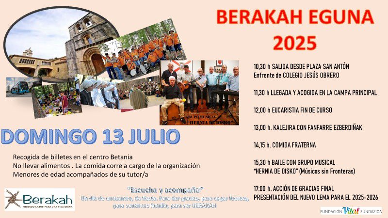 ¿Has recogido ya tus tickets para el #BERAKAHEGUNA que celebramos este domingo en Estíbaliz? 😃🎟️🎉

Toda la información aquí: diocesisvitoria.org/berakah-eguna-…