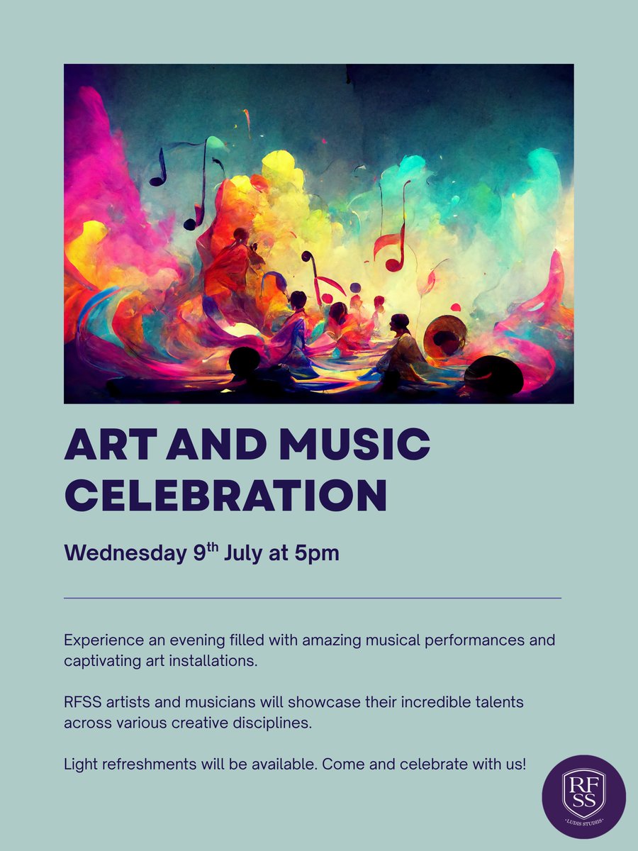 Tickets are now fully booked for our Art and Music Celebration, tomorrow night. It will be a great evening, showcasing the fantastic artwork and musical talents of our students. See you there!