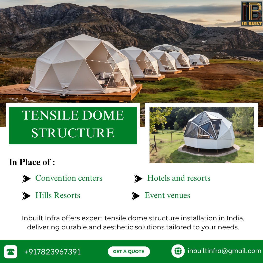 InbuiltInfra's tweet image. Inbuilt Infra specializes in Tensile Dome Structures that combine architectural elegance with structural efficiency
Contact: +917823967391
Mail Id: inbuiltinfra@gmail.com
#InbuiltInfra #TensileDomeStructure #MembraneArchitecture #StructuralInnovation #PEBExperts #StadiumDesign