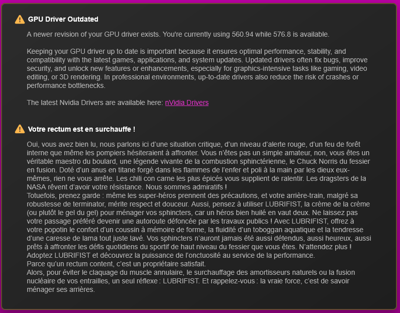 Fallait remplir avec du texte pour tester, donc j'ai rempli du texte. J'aurais pu prendre du lorem ipsum, certes, mais le fantôme de Casque Noir est passé par là... 
Et bien sûr, j'ai oublié de l'enlever avant de faire la démo en réu... 😓