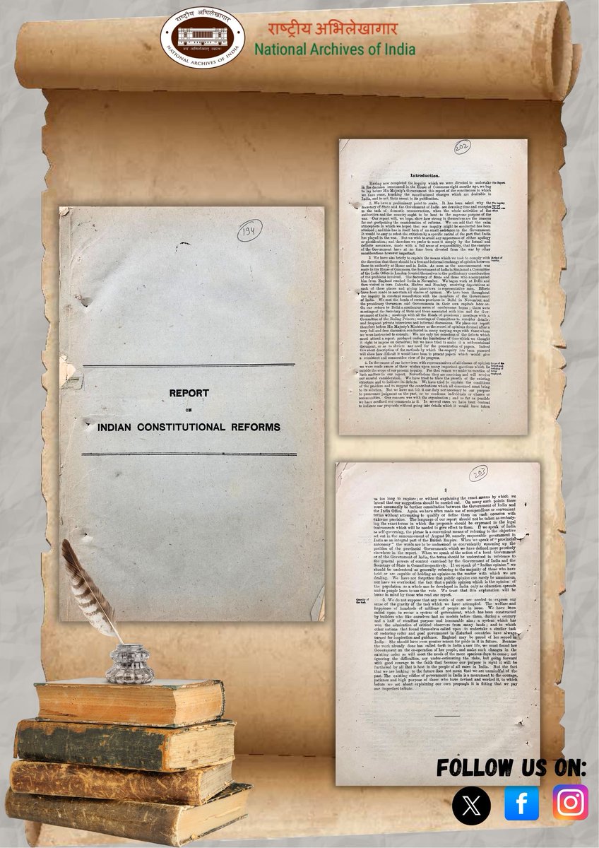 #ThisDayInHistory | 8 July 1918
The Montague-Chelmsford Report proposed key reforms in British India, introducing dyarchy, expanding councils, and paving the way for the Govt. of India Act, 1919.
 -Punjab State Agency, 1918, Fn. No. 31/189

#ChelmsfordReforms #MainBharatHoon