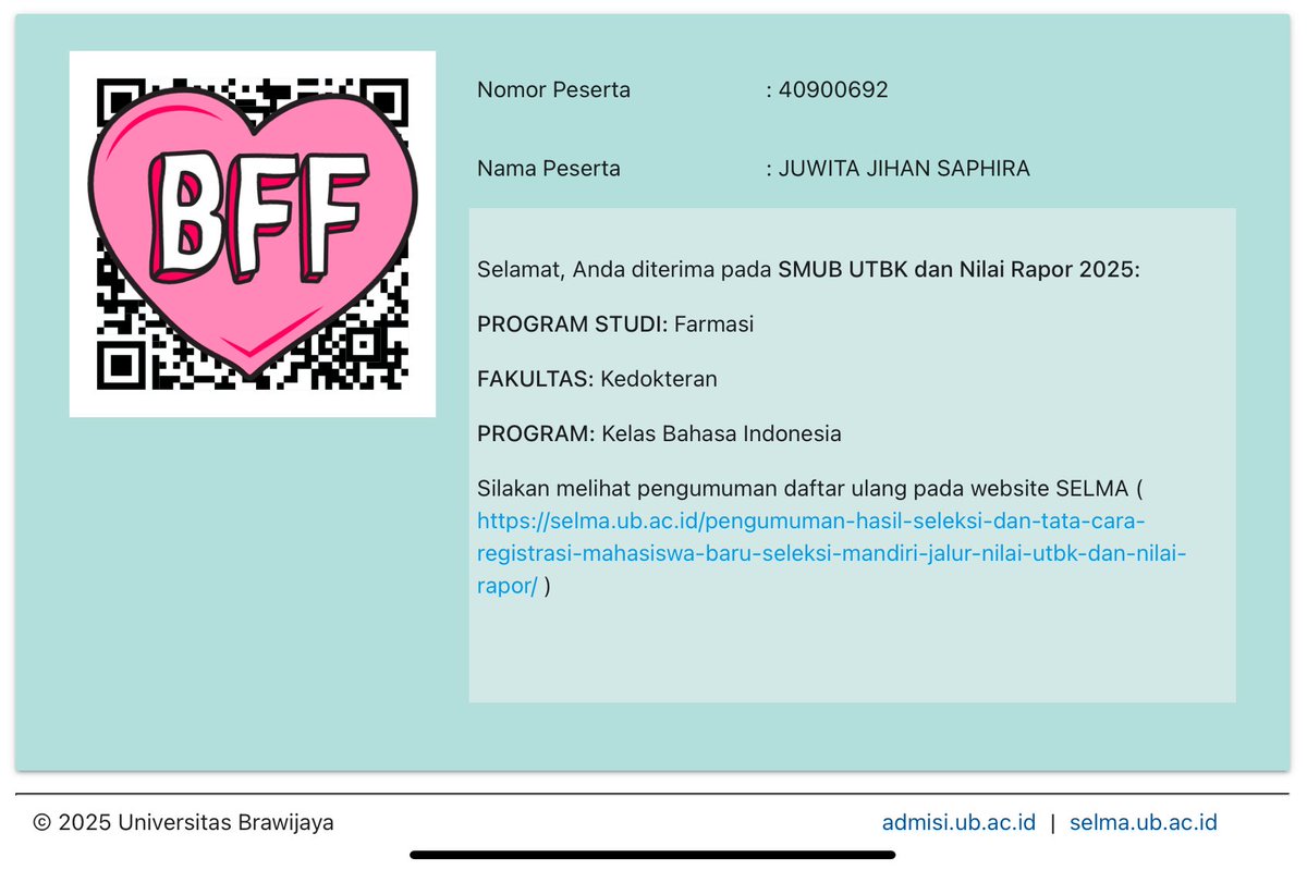 juwwicy's tweet photo. ALHAMDULILLAH TERIMA KASIH FARMASI UB 😭💘 https://t.co/iJHMIyrTPd