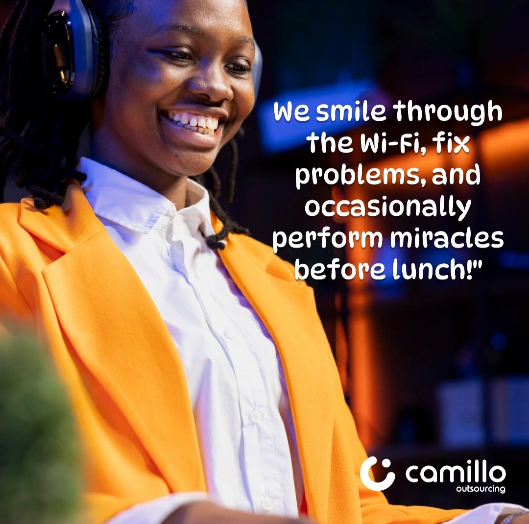CamilloOutsourc's tweet image. With our customer service team: where we smile through the Wi-Fi, fix problems, and occasionally perform miracles before lunch!&quot;

Our team is the team you should have.
Join our team, send us a DM ora mail to info@camillo.ng
0201-343-8060 0201-343-8061
#camillo #outsourcingservice
