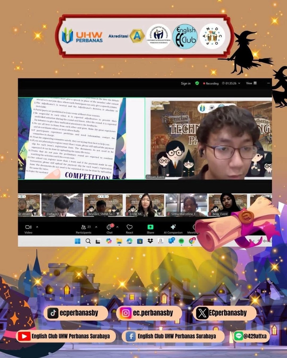 ECperbanasby's tweet photo. Hello, Buddies! 👐🏻

To all our brilliant debaters, we just wrapped up our Technical Meeting! We made sure every witch, wizard, and muggle understood the intricate rules of PANDCO 2025: The Triwizard Debate Tournament. 🧙‍♀️✨ https://t.co/DecLnoAO43