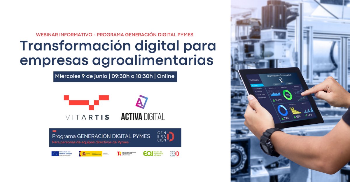 Vitartis's tweet image. Mañana celebramos un webinar para presentar el programa Generación Digital #PYMES 💻
Una iniciativa de asesoramiento para optimizar procesos, reducir costes y mejorar tu competitividad.
¡No te lo pierdas! 👉 vitartis.es/eventos/transf…