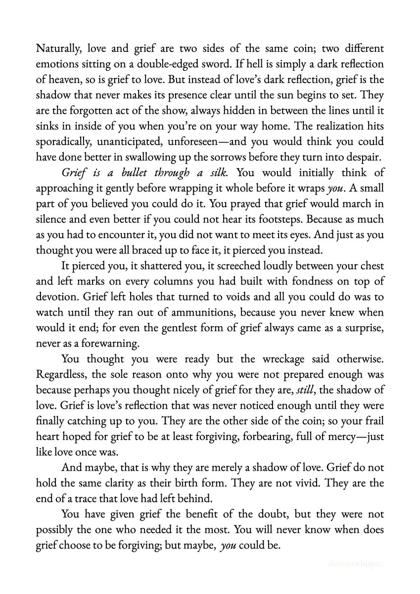 distinctwhisper's tweet image. Love at first sight; grief the second.