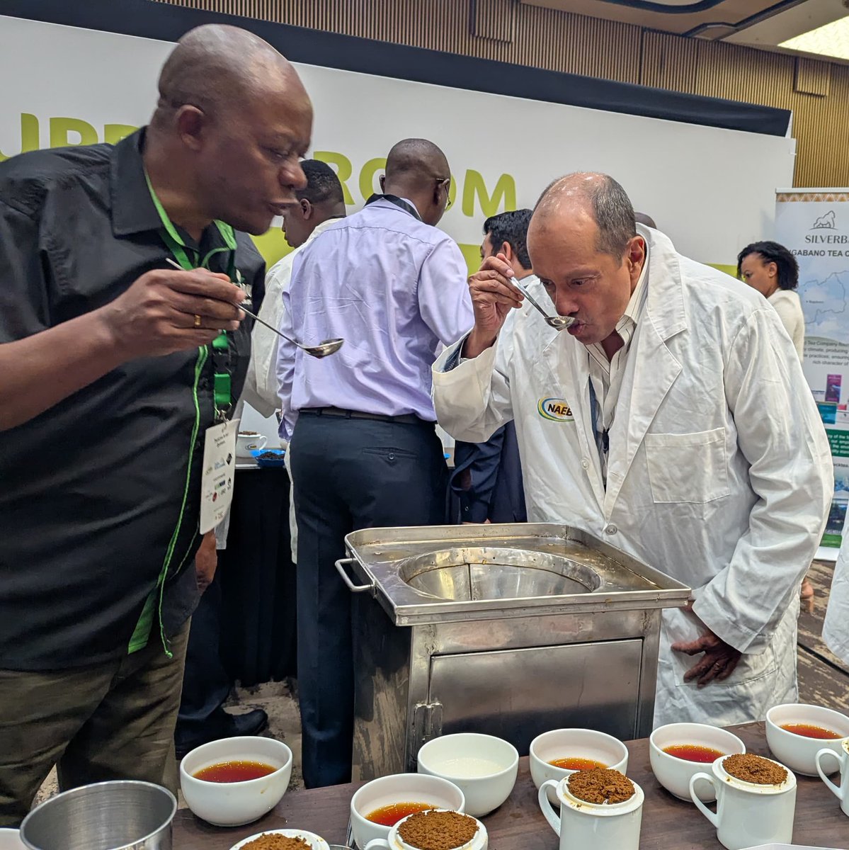 RwandAgriExport's tweet image. ☕ Taste meets trade at the Africa Coffee& Tea Expo 2025
Coffee and Tea cupping is underway; a critical step where quality speaks louder.
It’s here that buyers discover the value in every bean and leaf, setting the stage for strong deals.
#ACTEXPO2025