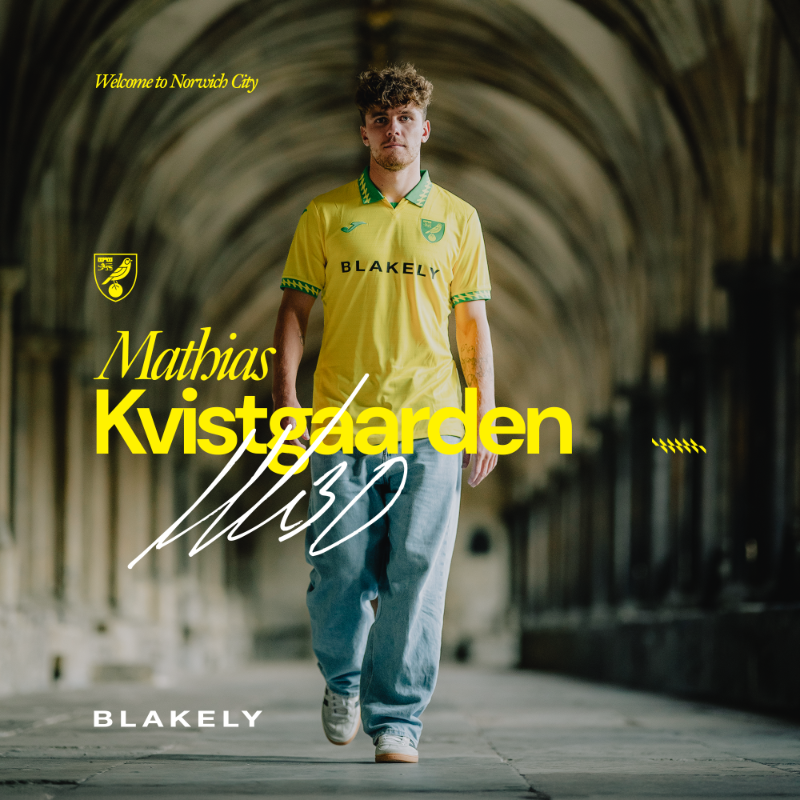 NorwichCityFC's tweet photo. We're delighted to announce the signing of Danish forward Mathias Kvistgaarden from Brøndby IF on a four-year deal 💪