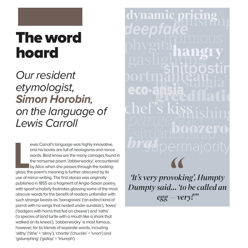📖 Inside Babel's Summer issue...

🐱 Simon Horobin falls down the rabbit hole of the curiouser and curiouser language of toves and borogroves...