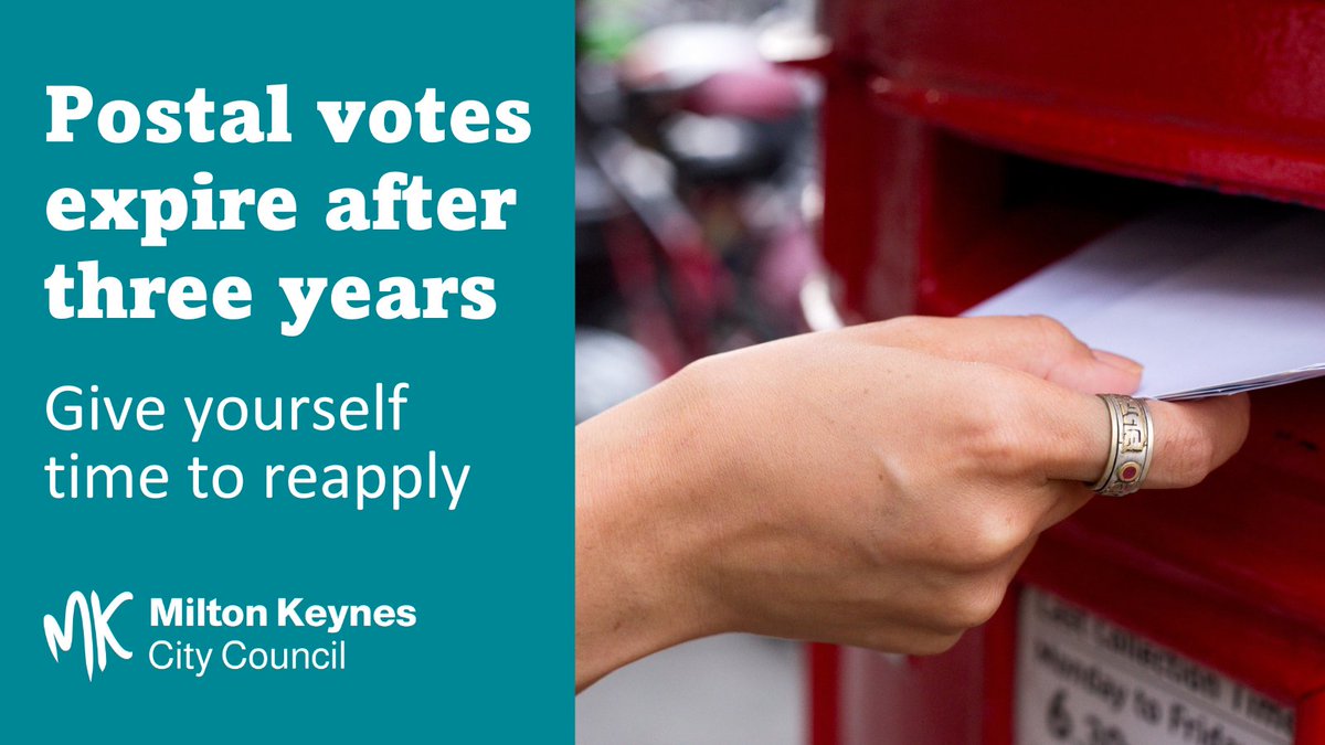 A change in UK law now means postal votes will expire after three years and most residents will need to reapply to vote by post next time. You may have already seen an email or text from us asking you to reapply. It’s easy to do here: gov.uk/apply-postal-v…