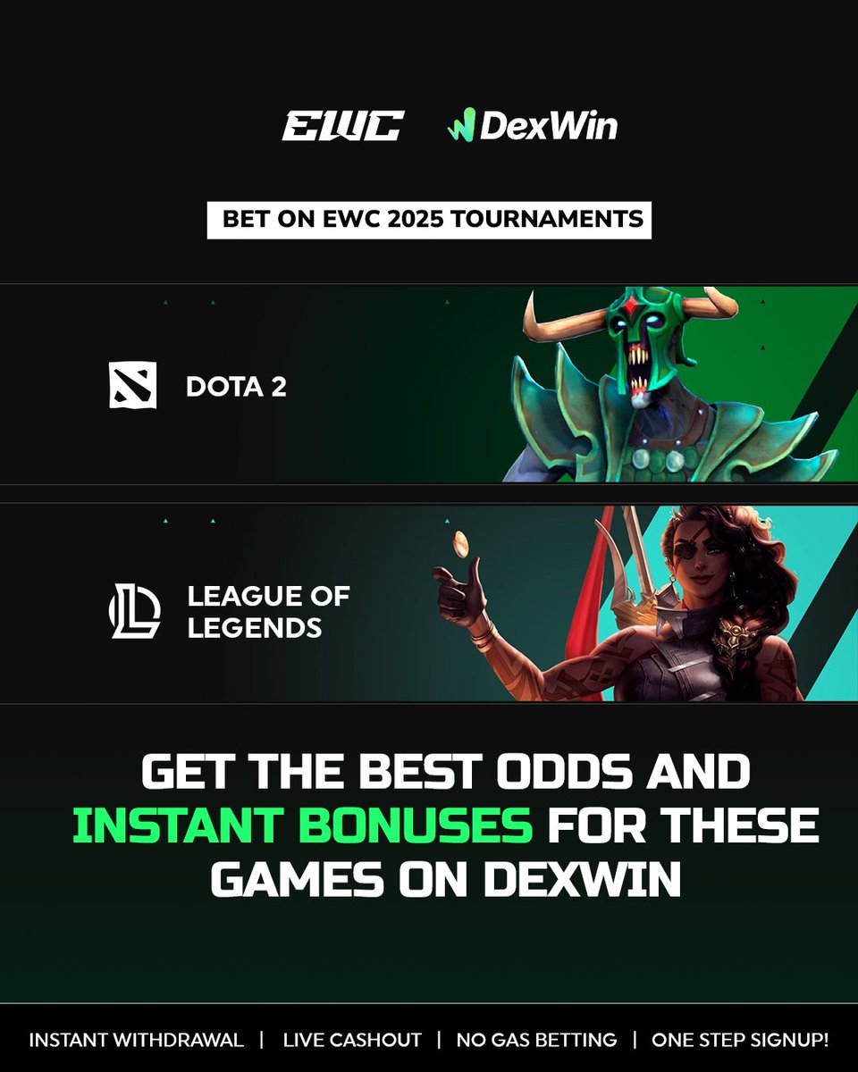 FEJIRO (@realfejiro) on Twitter photo ๐ฎ The eSports World Cup is available on the <a href="/DexWin_Sports/">DexWin Crypto Betting</a> platform for betting. Don't sleep on this opportunity to bet on eSports in the most decentralized sportsbook in the world.
๐sportsbook.dexwin.bet/?referralID=Feโฆ ๐ฎ The eSports World Cup is available on the <a href="/DexWin_Sports/">DexWin Crypto Betting</a> platform for betting. Don't sleep on this opportunity to bet on eSports in the most decentralized sportsbook in the world.
๐sportsbook.dexwin.bet/?referralID=Feโฆ