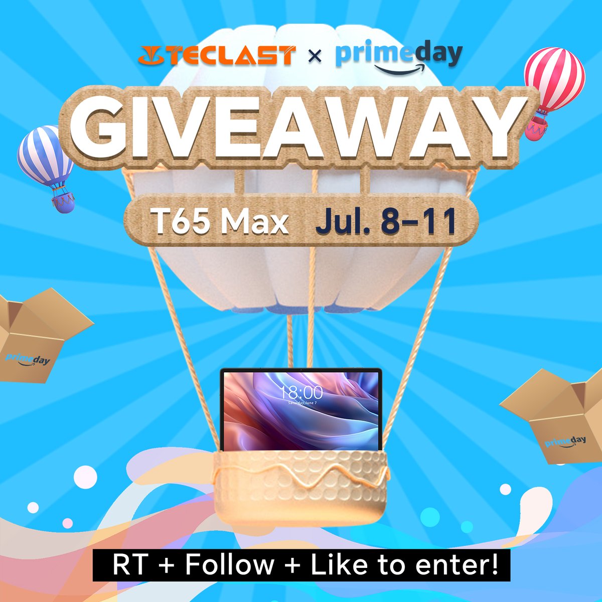 🎁Come and join the Prime Day GIVEAWAY!🎉
Prime Day madness is here! The big  savings event of the year!
Win this powerful #T65Max tablet! 

👇 How to enter:
① Click the link:  gleam.io/JRcmB/amazon-p…
②Follow
③ Repost 
④ Share your most-wanted gift + tag 2 friends

⏰ Ends: