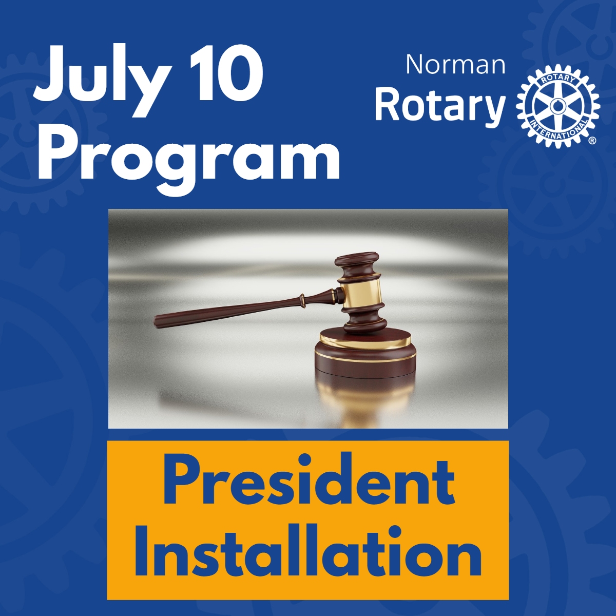 Join us on Thursday as we install Liz McKown as President this next Rotary year.

We look forward to hearing the vision she has for Norman Rotarians to serve Norman, Oklahoma, and the world.