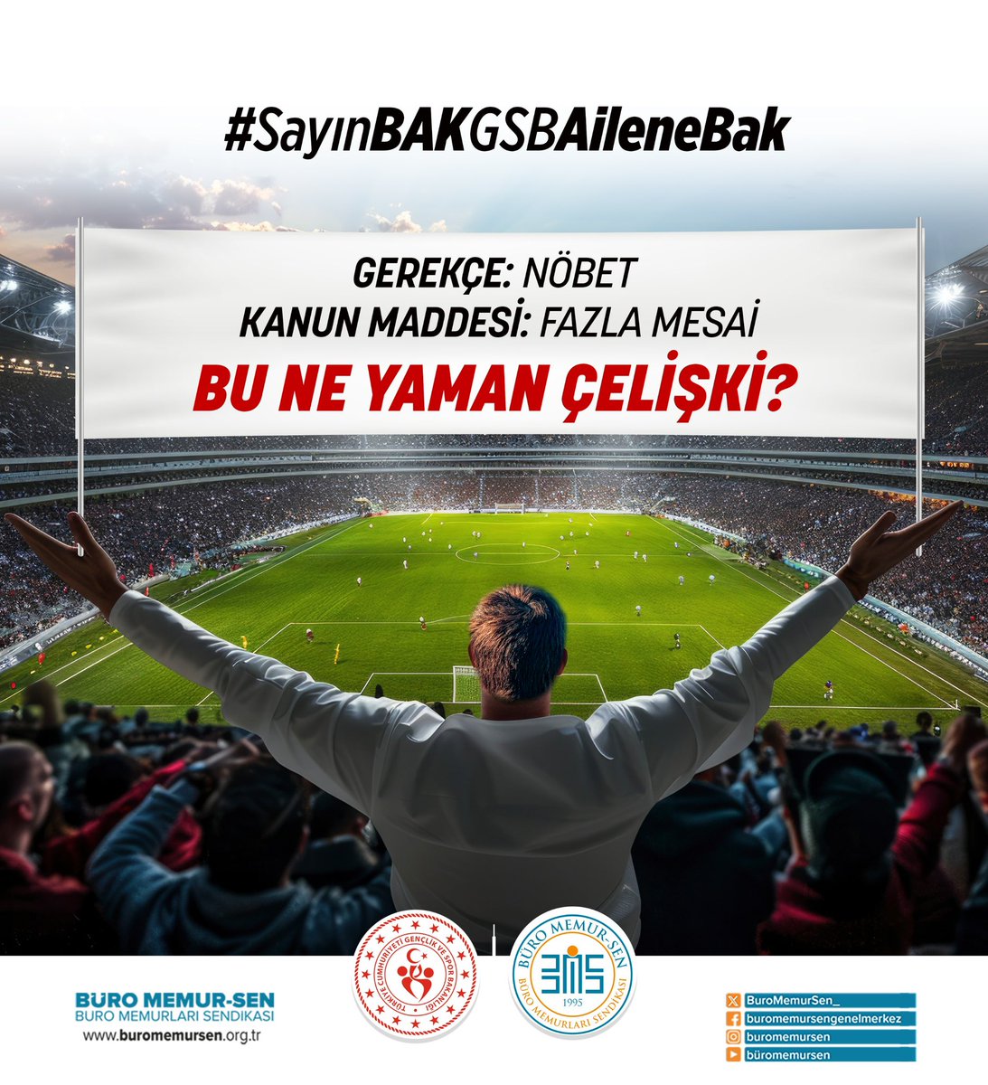 Yusuf YAZGAN (@yusufyazgan37) on Twitter photo GEREKÇE: NÖBET
KANUN MADDESİ: FAZLA MESAİ
SONUÇ: MAĞDURİYET!
Görevini özveriyle sürdüren GSB Personelinin emeği, çelişkili uygulamalarla gölgelenmemelidir.
#SayınBAKGSBAileneBak
<a href="/_cevdetyilmaz/">Cevdet Yılmaz</a> | <a href="/OA_BAK/">Dr. Osman Aşkın Bak</a> | <a href="/memetsimsek/">Mehmet Simsek</a> | <a href="/avabdullahguler/">Abdullah Güler</a> | <a href="/mehmedmus/">Dr. Mehmet Muş</a> GEREKÇE: NÖBET
KANUN MADDESİ: FAZLA MESAİ
SONUÇ: MAĞDURİYET!
Görevini özveriyle sürdüren GSB Personelinin emeği, çelişkili uygulamalarla gölgelenmemelidir.
#SayınBAKGSBAileneBak
<a href="/_cevdetyilmaz/">Cevdet Yılmaz</a> | <a href="/OA_BAK/">Dr. Osman Aşkın Bak</a> | <a href="/memetsimsek/">Mehmet Simsek</a> | <a href="/avabdullahguler/">Abdullah Güler</a> | <a href="/mehmedmus/">Dr. Mehmet Muş</a>