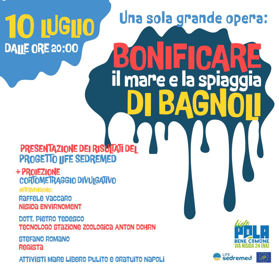 Ci vediamo giovedi a Coroglio al #lidopola per discutere dei risultati del progetto e delle opere previste per la bonifica della costa di #Bagnoli

<a href="/LIFEprogramme/">LIFE Programme</a> 
<a href="/cinea_eu/">CINEA 🇪🇺</a> 
<a href="/SznDohrn/">Stazione Zoologica Anton Dohrn</a> 
<a href="/Invitalia/">Invitalia</a>