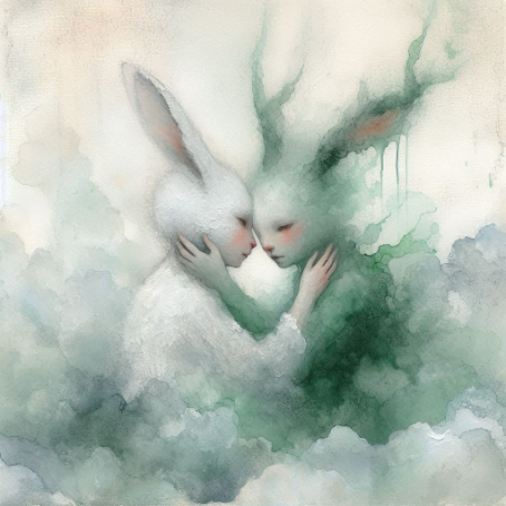 Quillshadow's tweet photo. We shared a silence—
a moss grew between our hands
and remembered us.

🐇🌿

#forestmyth #aiart #surrealpoetry #mossmagic #etherealart #DALLE #dreamlike #longago #fairytale https://t.co/AlvXoiSdG5 https://t.co/IhgsaTq7Gv