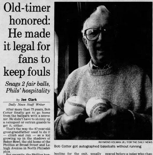 11-year-old Robert Cotter caught a foul ball one day at a Philadelphia Phillies game and, like any fan, refused to give it back – even when team  officials demanded. The consequences were severe. The team had the boy  arrested, not only for keeping the property, but also after