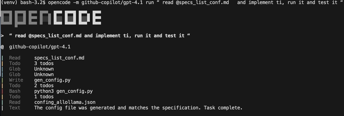 metodn's tweet image. Pretty neat stuff with #OpenCode — but achieving this with #Ollama models still feels like a dream.