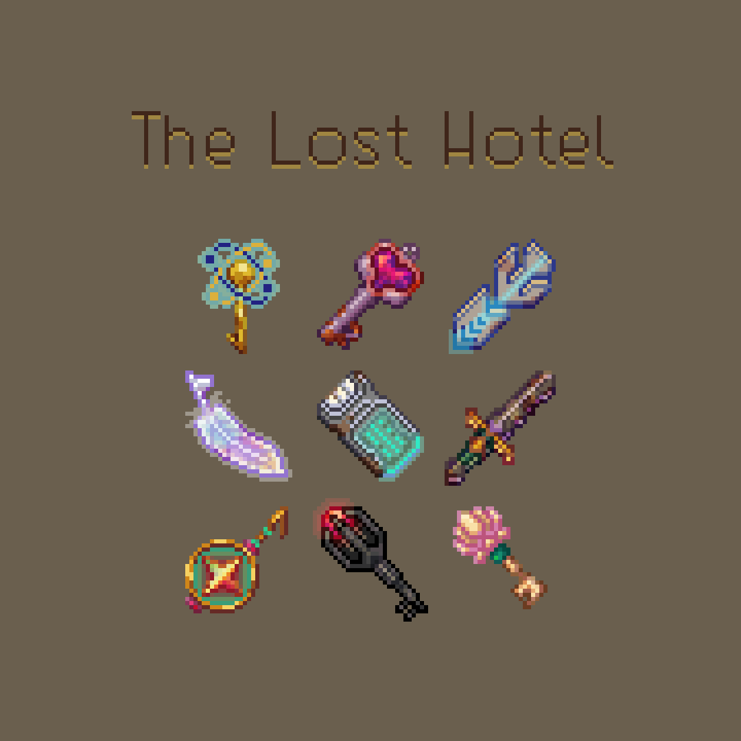 By the way, here are all the hotelier keys that need to be collected. I completed them a long time ago when my game was still in the concept phase 😅

#losthotelgame #thelosthotel #pixelart #retrogames #gamedevelopment #indiegame #indiegamedev #indiedev #pixelgame #pixelartgame
