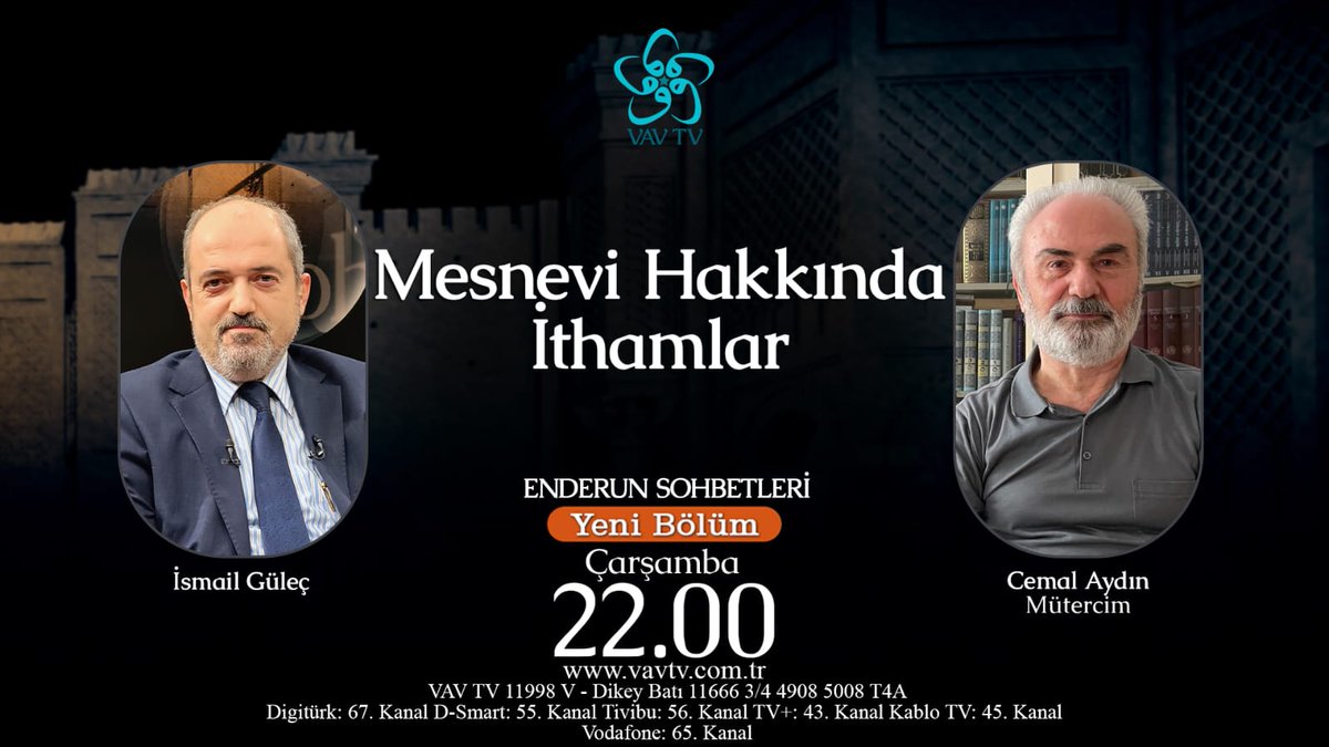 Kıymetli mütercimimiz Cemal Aydın 9 Temmuz Çarşamba günü saat 22:00'da Mesnevi Hakkında İthamlar programına konuk oluyor.