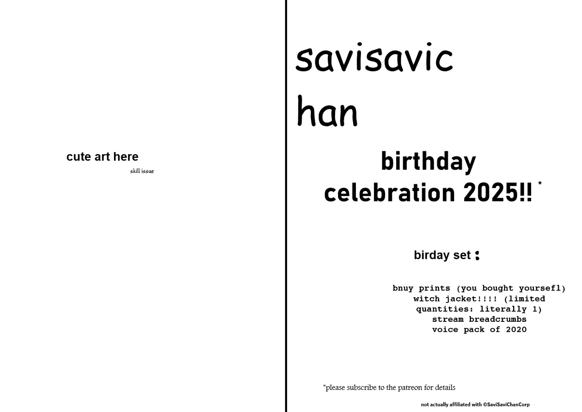 shiluuwu's tweet photo. ✨MERCH✨

@savisavichan Birthday Celebration Merch 2025 is available for preorder! 🥳

🩷Complete set🩷
- Bunnies Prints
- Savi Witch Jacket
- Exclusive Twitch Stream VODs
- Situation Voice Pack "Getting Slaughtered By Savi"

🛒
https://t.co/RzzLJDOTua

#SaviBday25 https://t.co/YSRoJSCcJm