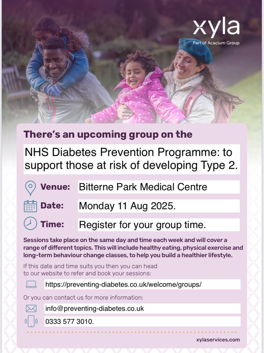 Our next #bitterne group will start in Aug💙
Take the chance to become a Healthier You. If you're pre-diabetic, or experienced diabetes during pregnancy you may be eligible to join the programme. HbA1c result? 
Self-register online here: preventing-diabetes.co.uk/referral/