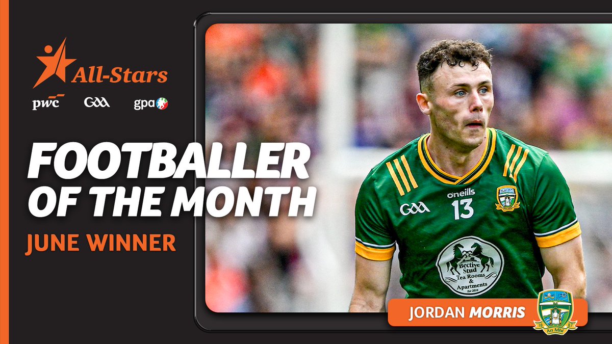 Well done to 
<a href="/MeathGAA/">Meath GAA</a>’s Jordan Morris who has been named the PwC/GPA/GAA Footballer of the Month for June!