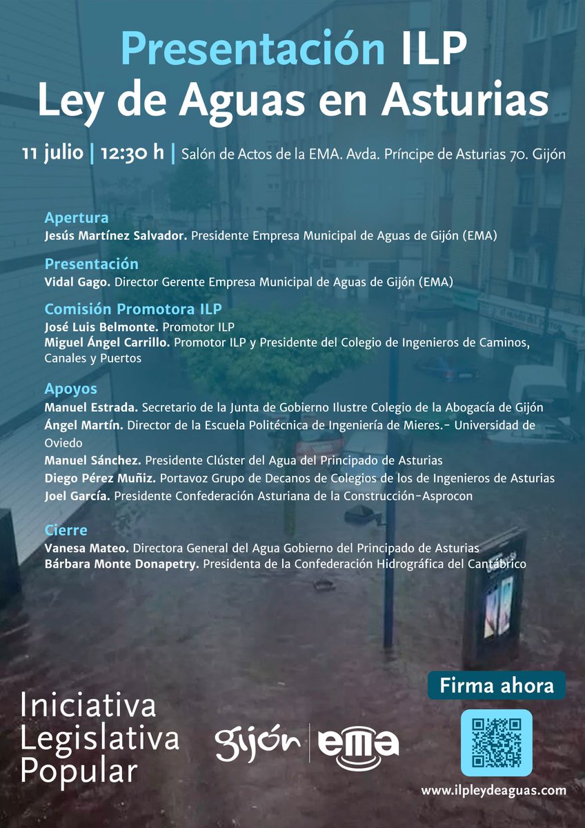 🌊 ¡Este viernes 11 de julio a las 12:30 horas,  se presentará, en el salón de actos de la Empresa Municipal de Aguas de Gijón, la Iniciativa de Reforma de la Ley de Aguas

Consultar el el contenido de la iniciativa ⏬
ilpleydeaguas.com/contenido