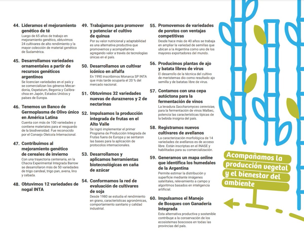 Hoy desguazan al INTI e INTA por decreto. Clarísimo que vienen a destruir las capacidades estatales en ciencia, tecnología, salud y educación.  Diputados y senadores, POR FAVOR DETENGAN ESTA DESTRUCCIÓN DEL FUTURO ARGENTINO!!!

Estos son sólo algunos logros del INTA 👇