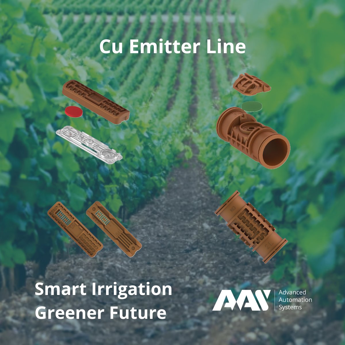 aasystemseu's tweet photo. We proudly present our new Cu Emitter Line™
The Ultimate Solution for Subsurface Drip Irrigation (SDI)
Learn more https://t.co/xzv7oByEtK
Smart Irrigation Greener Future
#WeKnowDrip
#SDI #subsurfacedripirrigation #dripirrigation #emitters #copper #drippers #dripline https://t.co/hnJSIjtIbH