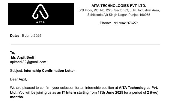 BediArpit01's tweet photo. Yayy!! 😎, Excited to start my new internship and take the next step in my learning journey! 
#tech #Internship #challenge https://t.co/IpMPfITZgV