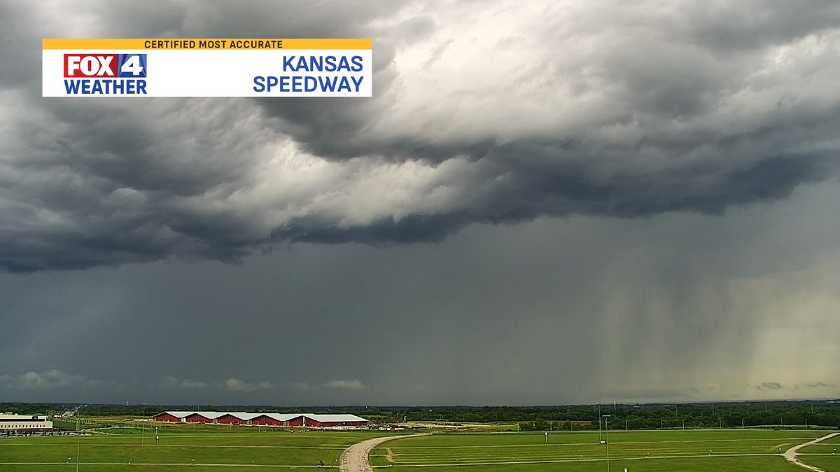 Rain showers out to the west producing some heavy rain this morning out by the Speedway! #fox4kc