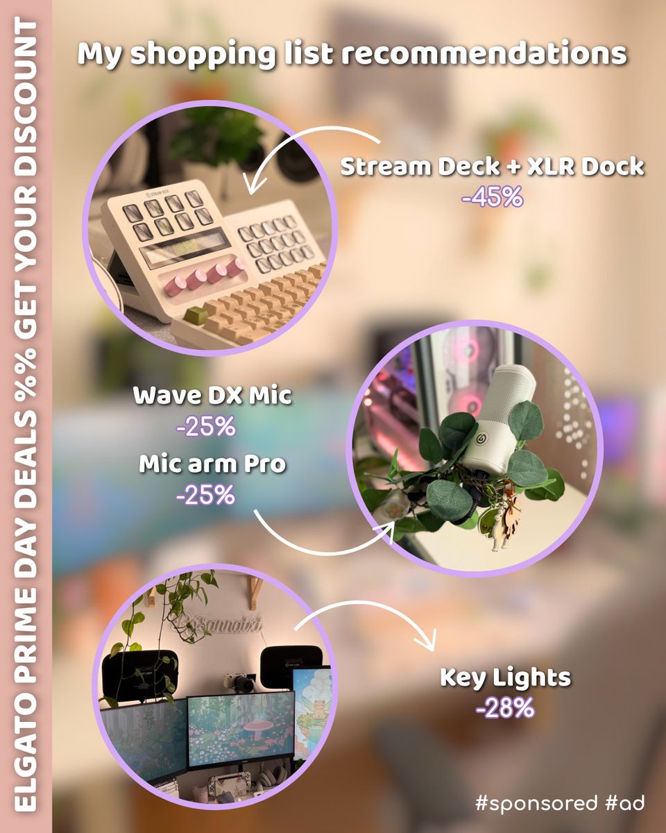 RosannaTxt's tweet image. IT'S TIME FOR THE @elgato PRIME DAY DEALSπ
Elgato has a HUGE sale and it includes some of my absolute fave products to level up your streaming! From better lighting/audio to effortless control, it's all there!
ποΈ Make sure to check the deals now: e.lga.to/p/prime-day-20β¦ #ad
