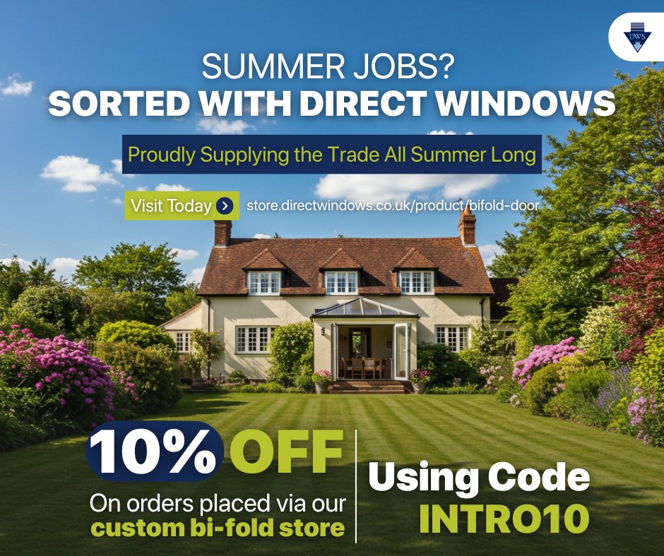 Summer savings start here! ☀️

Get instant bifold pricing 👉 vist.ly/3n8u37h

✅ Fast quotes
✅ Quick lead times
💸 10% off with code INTRO10 – limited time!
