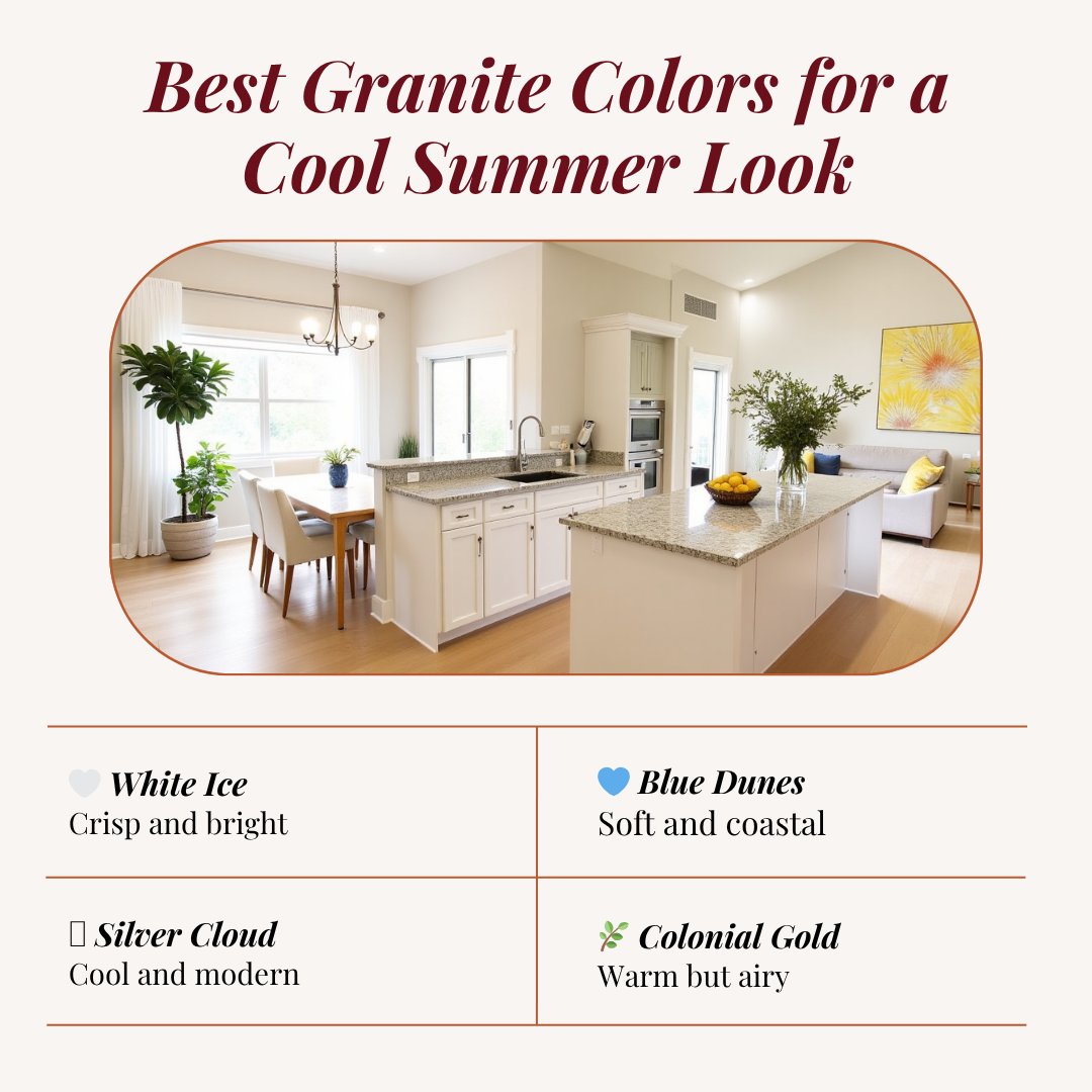 blocktopsinc's tweet image. Refresh your kitchen this summer with granite options: White Ice ❄️, Silver Cloud ☁️, Blue Dunes 🌊, or Colonial Gold 🌾. Visit Block Tops Custom Countertop Surfaces in Sacramento for a free estimate! 🏡✨ blocktops.com #KitchenInspo #GraniteGoals #SacramentoLiving