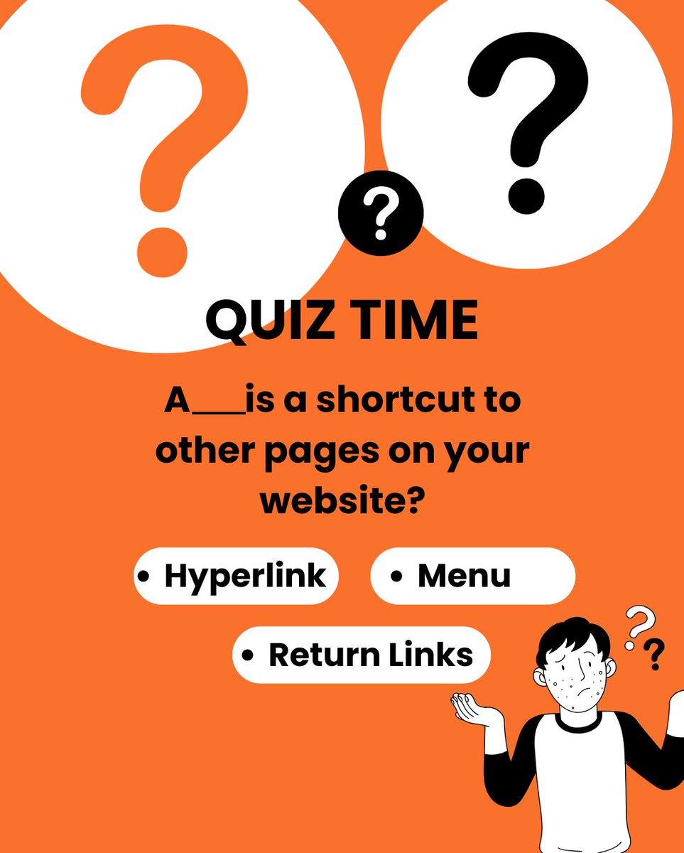 dsdmofficial's tweet image. 🧠💻 Quiz Time!
Think you know your website basics? 🤔
Drop your answer below! 👇
Hint: It's what connects one page to another... 🔗
✅ Comment your answer now!
#WebDesignBasics #DigitalMarketingQuiz #DSDMIndia #DSDMQuizTime #dsdm #dsdmofficial #delhischoolofdigitalmarketing